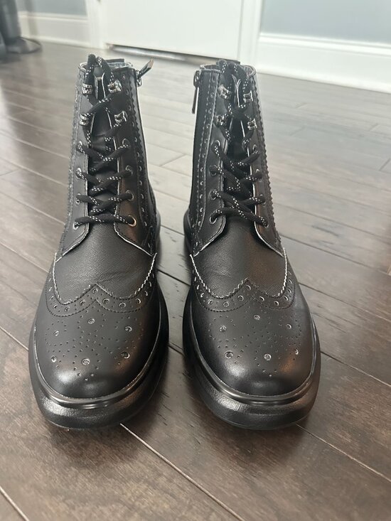 Karl Lagerfeld Paris LFS3008 Men\'s Black Leather Combat Boots Size 10.5 *NWT* main image 4